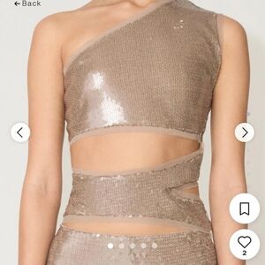 One-Shoulder Sequin Top W Cut Outs TAUPE SZ M BY kylie JENNER
